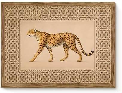 Vintage Framed Cheetah Canvas Wall Art Trendy Leopard Pictures 12×16 Inch by Unknown