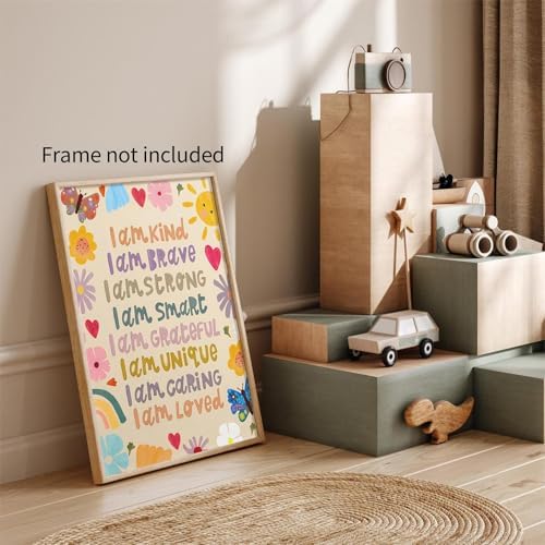 GO-SANTNN Kids Positive Quotes Wall Art Fashion Colorful Floral Affirmation - Image 6