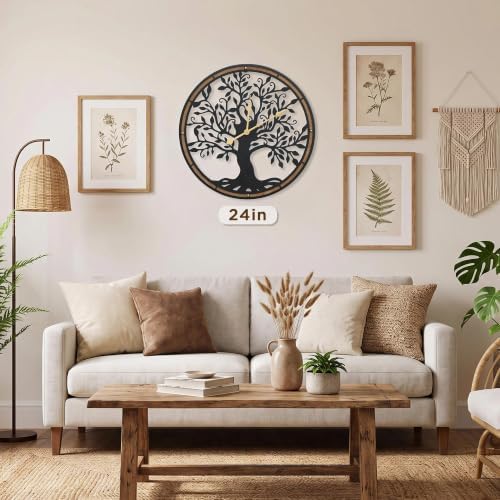Micasso Large Wall Clocks Decorative: 24 Inch Tree of Life Battery Operated - Image 3
