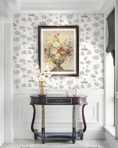 Hopepak 17.3"×197" Peel and Stick Wallpaper Floral Beige Contact Paper - Image 2
