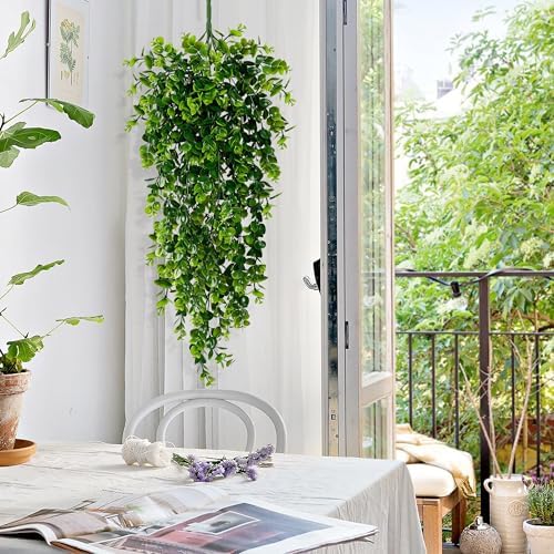 Waipfaru 4Pcs Fake Hanging Plants 2.7FT Fake Plants Fake Vines Greenery - Image 2