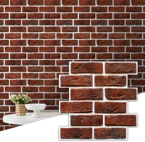 Commomy Faux Brick Wall Panels Peel and Stick Thin PVC 10 Pcs 11.8" x 11.8" by CommomyDecor