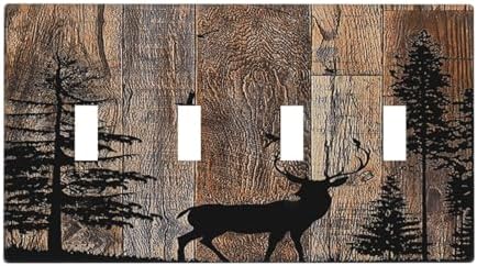 Light Switch Covers Rustic Forest Antler Elk Deer Silhouettes Animals Wood by Lightswitchcovers