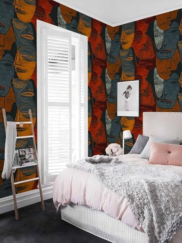 Abstract Face Art Peel and Stick Wallpaper, Modern Bold Portrait Wallpaper - Image 3