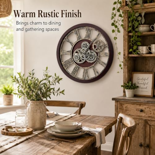 The B-Style Large Wall Clock, 24 inch, Cherry Red and Bronze - Image 3