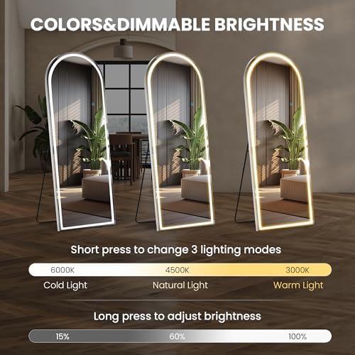 Sweetcrispy Arched LED Full Length Floor Mirror - Image 3