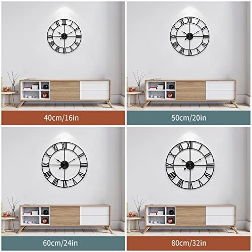 1st owned Large Wall Clock, Metal Retro Roman Numeral Clock, Modern Round - Image 6