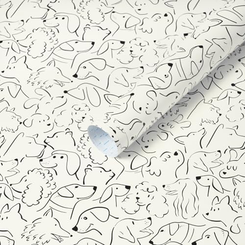Heroad Beige Peel and Stick Wallpaper Black and White Contact Paper Dog by HeroadBrand