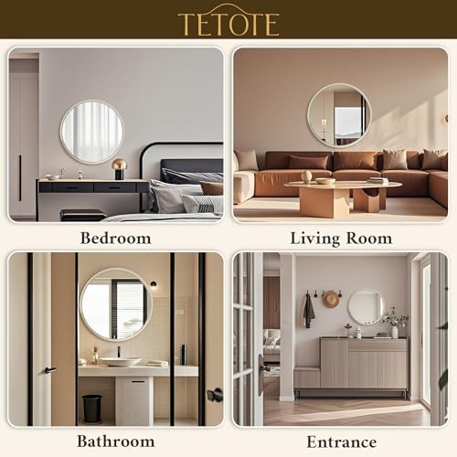 TETOTE Round Mirror 24 inch Brushed Nickel Mirror - Image 6