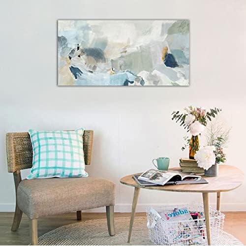 Abstract Canvas Wall Art Contemporary Teal Abstract Pictures Painting Modern - Image 4