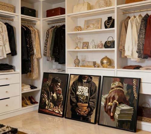 3Pcs Trendy Black Man Canvas Wall Art, Luxury African American Painting - Image 5