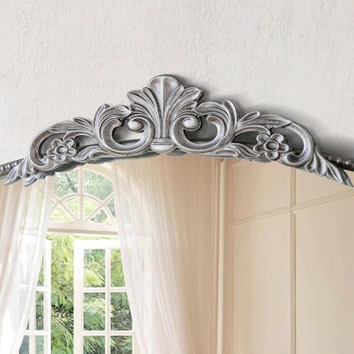 Micasso Vintage Silver Wall Mirror: 40"x29" Baroque Antique Arched Mirror - Image 5