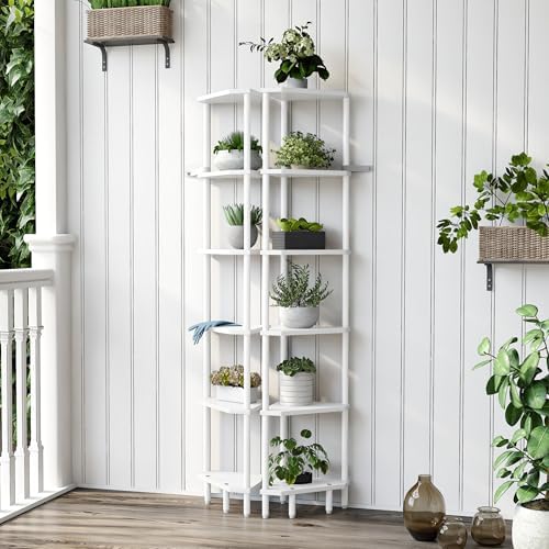 6 Tier Corner Shelf, 66.5'' Tall Standing Shelf, Narrow Display Shelf Stand - Image 4