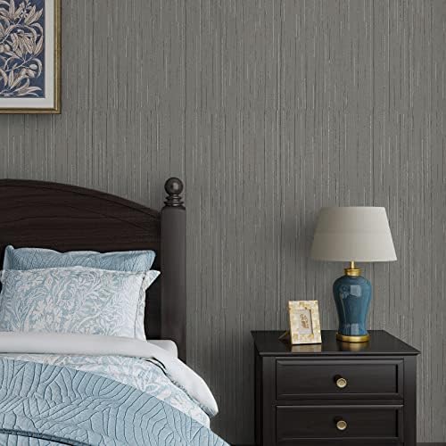 VaryPaper Grey Grasscloth Peel and Stick Wallpaper - Image 5