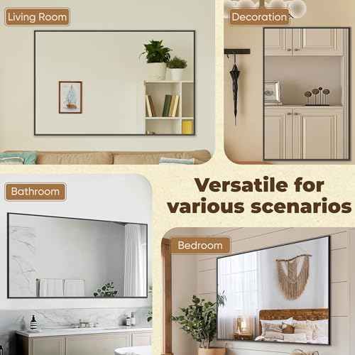 Antok 55x30 Black Metal Framed Bathroom Mirror, Wall Mirror - Image 5