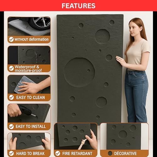 Walls of Luxury 3D Faux Stone Wall Panels, Charcoal Black, Waterproof PU Wall - Image 4