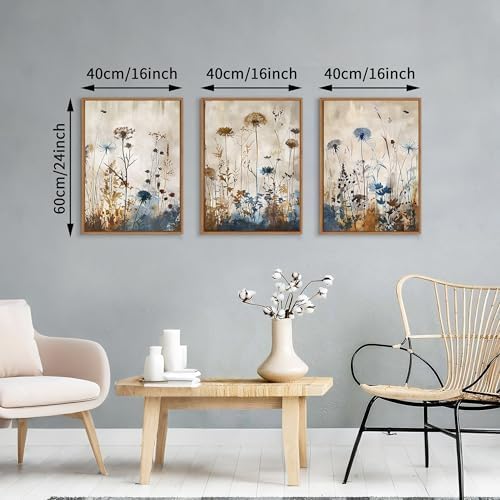 WENGTIAO 3 Pcs Vintage Framed Canvas Wall Art Prints Nature Flowers 16"x24" - Image 4