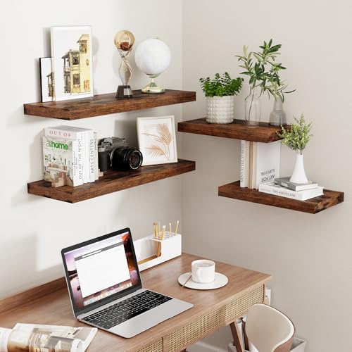 Fun Memories 32" W x 9.3" D Floating Shelves, Rustic Wood Deep Shelves - Image 6