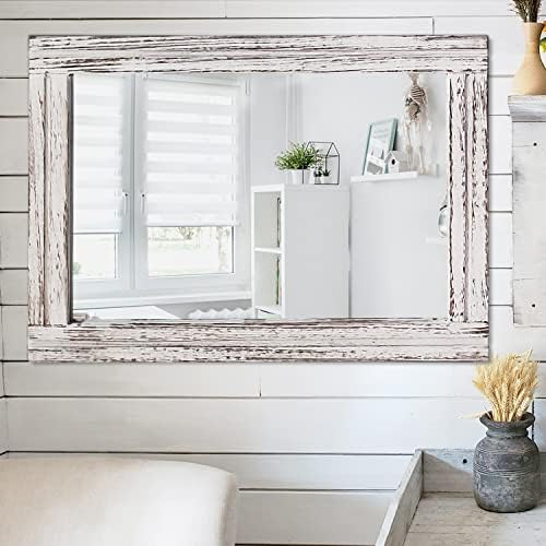 AAZZKANG Large Wall Mirror Rustic Wood Framed Hanging Mirrors Rectangle - Image 5