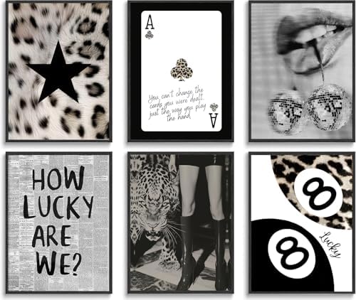 XBQZFLHT Trendy Leopard Posters Black And White Leopard Wall Art Y2k Prints by XBQZFLHT