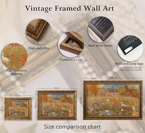 Vintage Gold Framed Autumn Country Cottage - Image 4