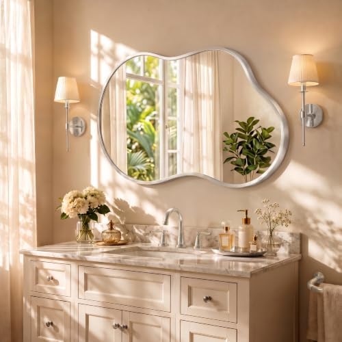 Bathroom Mirror for Over Sink-Silver Home Decor Wall Mirror 26"x 46" Single - Image 2