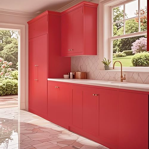Ismoon 15.7''×236''Thicken Red Contact Paper Matte Red Wallpaper Opaque - Image 6