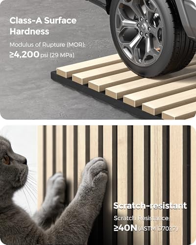 Acoustic Wood Slat Wall Panels 94.5x12.6in 2-Pack White Oak - Image 5
