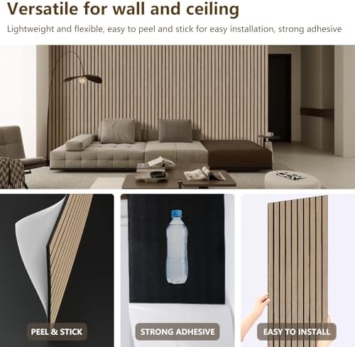 Acoustic Wood Wall Panels, 94.5" Extra-Long Easy Peel & Stick Panels - Image 2