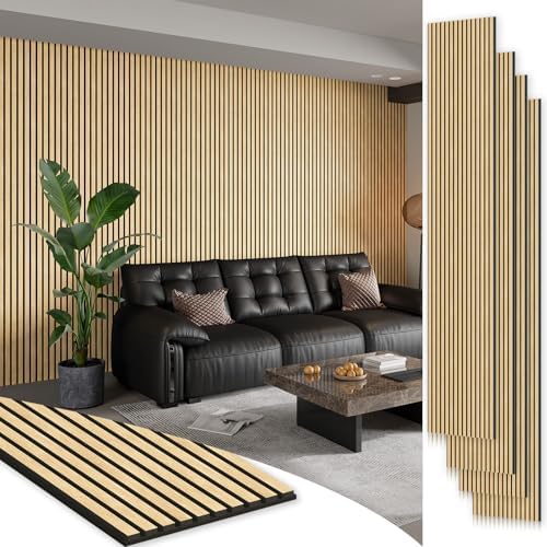 SMARTSTANDARD 4 Pack 105.9" x 12.6" Wood Slat Wall Panels by SMARTSTANDARD