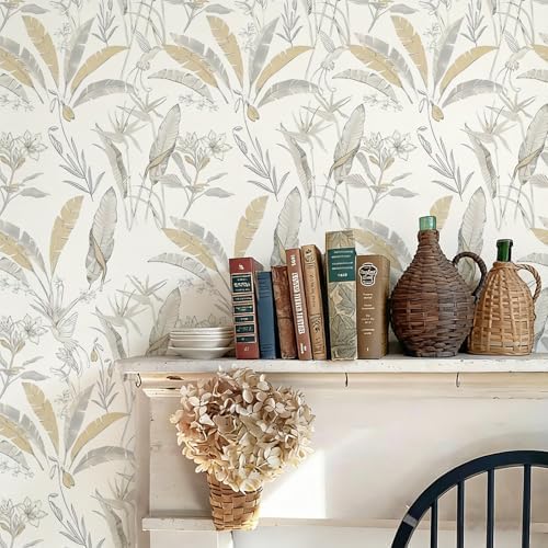 Beige Floral Peel and Stick Contact Paper Boho 17.32" x 118.11" - Image 3