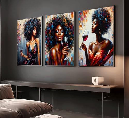 hijyord 3Pcs African American Women Canvas Wall Art 16x24in Unframed - Image 5