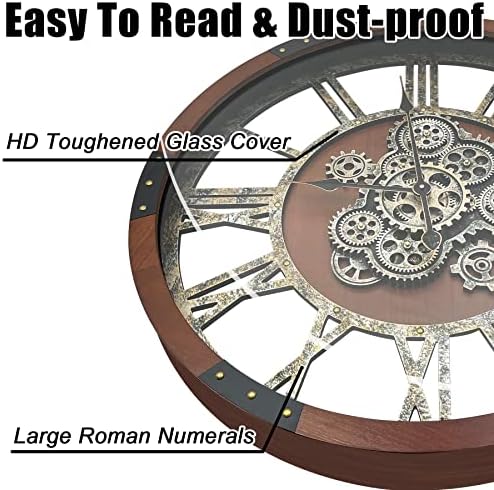24" Original Moving Gears Wall Clock, Large Industrial Wall Clock - Image 3