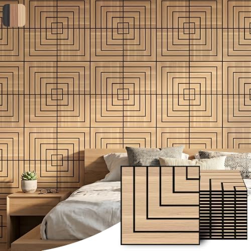 WoveN SounD Acoustic Wall Panels, Natural Oak, 16 Pack, 12x12 in by WovenSound