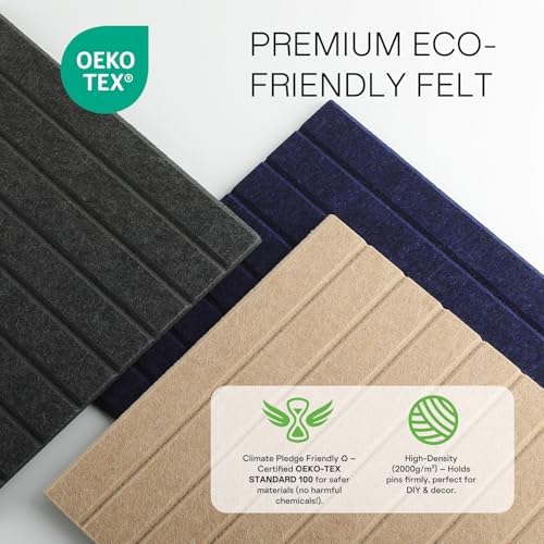 MaxGear Bulletin Board 36" x 24", Earth Brown Felt Wall Tiles Room Decor - Image 2