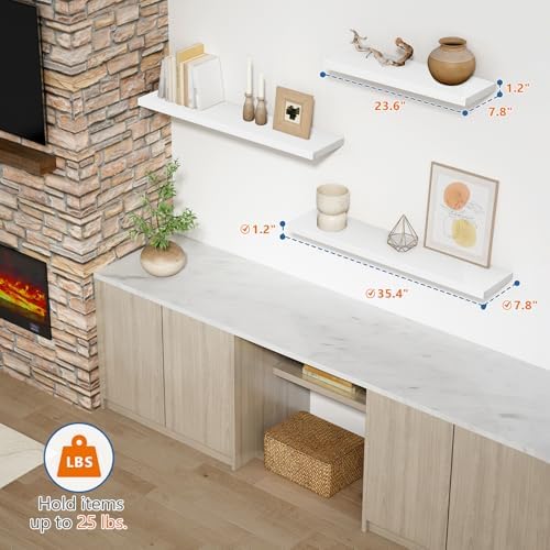 Harwaya White Floating Shelves 36 Inch Long, Large Wall Shelf - Image 2
