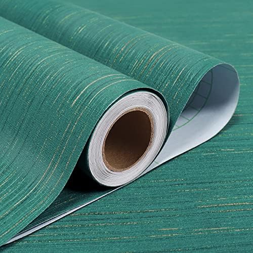 Stickyart Grasscloth Wallpaper Peel and Stick Fabric Wallpaper Teal Green Self - Image 3