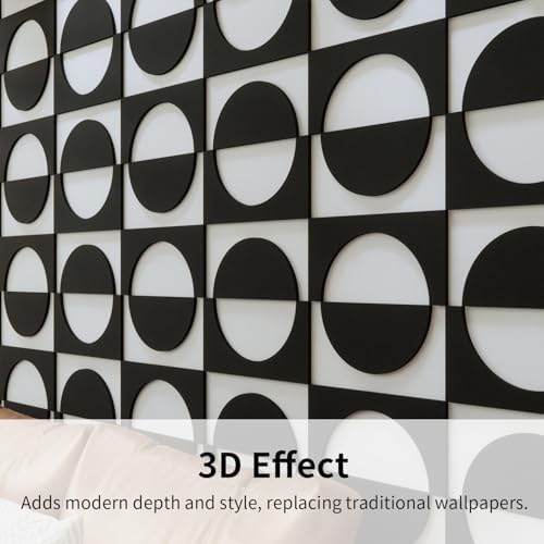 Decorative Modular Fretwork 3D Wall Panels, Half Circle Black - Image 5