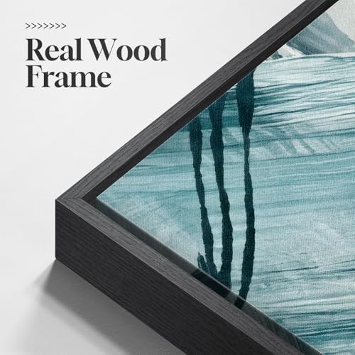 Large Framed Blue Neutral Abstract Wall Art - Image 5