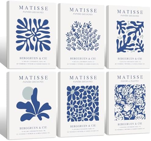 Blue Matisse Wall Art Prints Abstract Aesthetic Canvas Decor Trendy Henri by Baccone