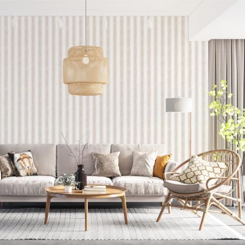 17.3" x 120" Watercolor Neutral Striped Peel and Stick Wallpaper - Image 3