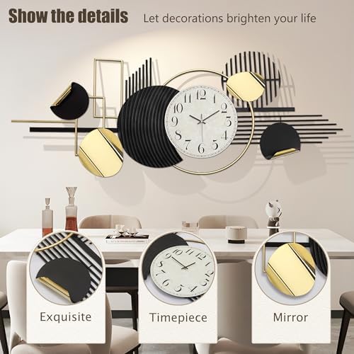 ERMOFAV Metal Wall Art, Abstract Modern Creative Geometric Round Art Decor 57" - Image 2