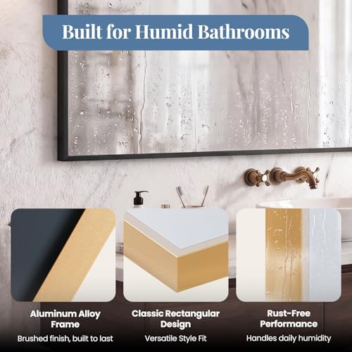 DUMOS 30"x48" Rectangle Wall Mirror, Bathroom Mirrors - Image 4