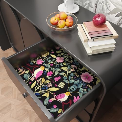 BOKEBEVE Floral Wallpaper Peel and Stick Vintage Black Pink 17.5 x 118In - Image 2