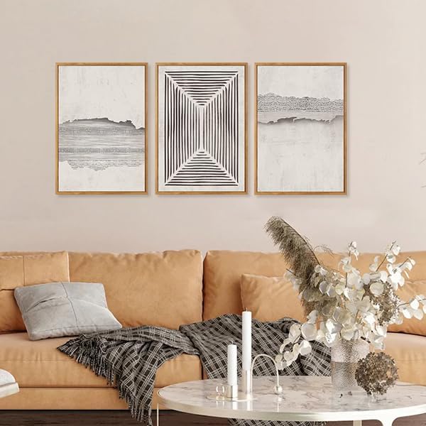 CHDITB Abstract Modern Framed Canvas Wall Art Set, Geometric Line Textured Wall - Image 6