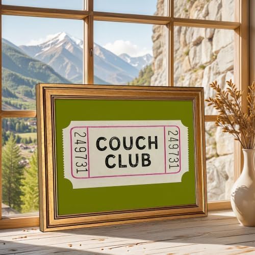 Gold Framed Vintage Ticket Wall Art, Retro Fun Couch Club Artwork - Image 2