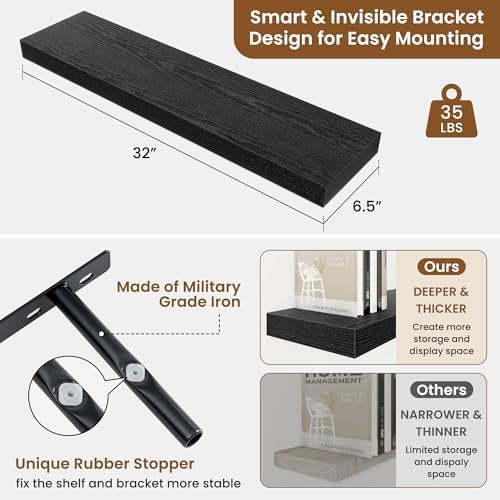 Floating Shelves for Wall, Wall Mounted Wood Shelves - Image 3