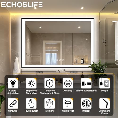 EchosLife 51x40 Bathroom Light up Mirror - Image 2