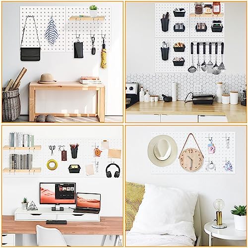 4PCS Metal Pegboard Wall Organizer White Peg Board Kit - Image 2