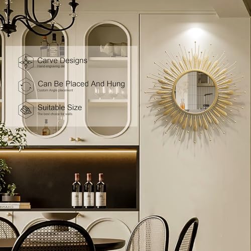 Wall Mirrors Decorative 30" Country-Style Gold Round Mirrors - Image 5